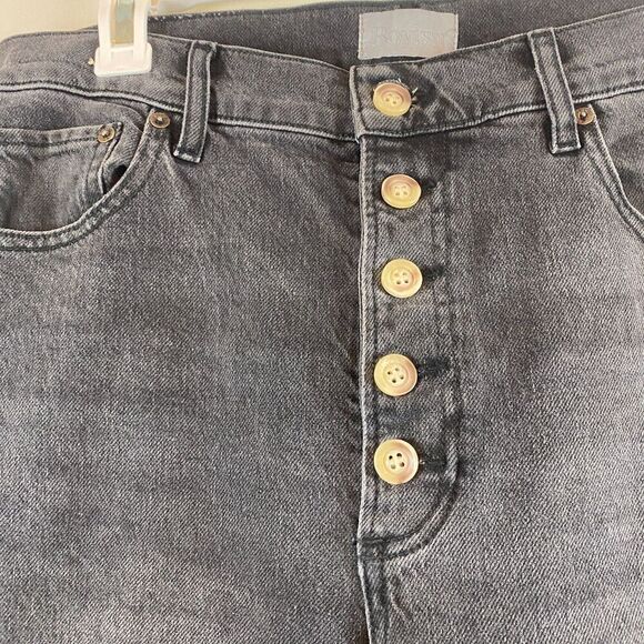 Boyish By Her Womens The Ricky Flare Jeans Black Button Fly High Rise Grunge 29 - Picture 4 of 14